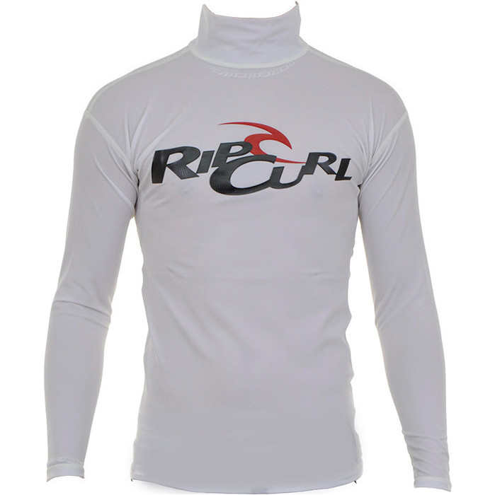 Rip Curl Classic Long Sleeve  MID COLLAR Rash vest White / black Logo W9601