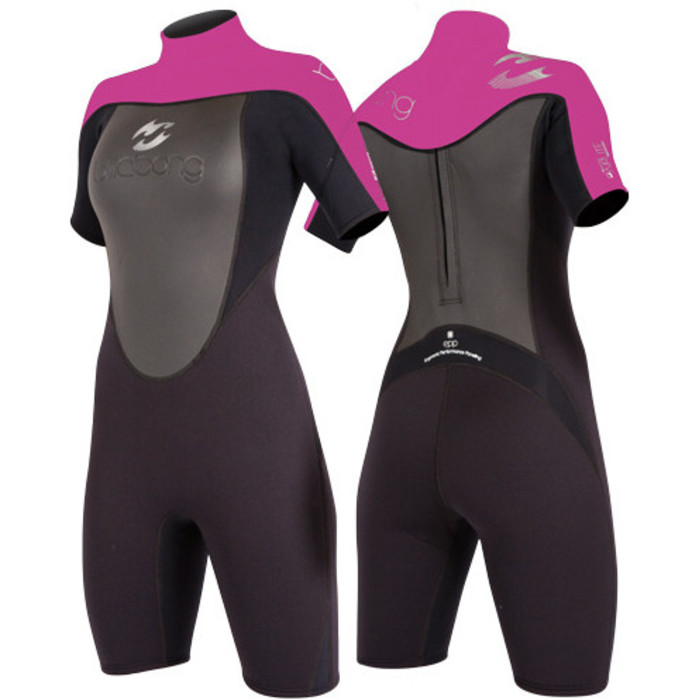 Billabong Ladies Synergy 2mm Spring Shorty Wetsuit Hotpink D42G01