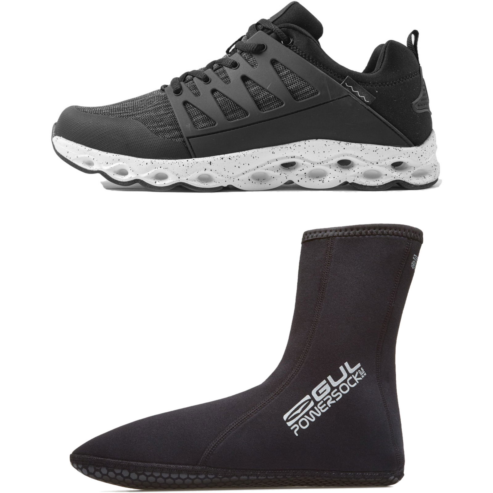 2022 Gul Aqua Grip Shoe & 0 5mm Power Sock Bundle Black DS1004B9
