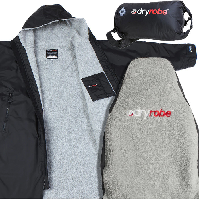 2022 Dryrobe Advance Long Sleeve Premium Outdoor Changing Robe, Compression Bag & Car Seat Cover  Bundle - Black / Grey