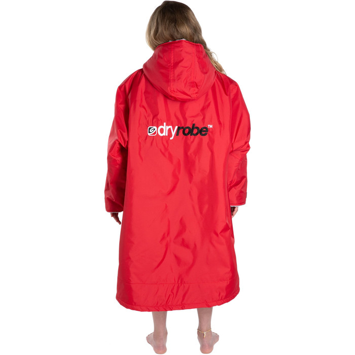 2021 Dryrobe Advance Junior Long Sleeve Premium Outdoor Changing Robe / Poncho DR104 - Red / Grey