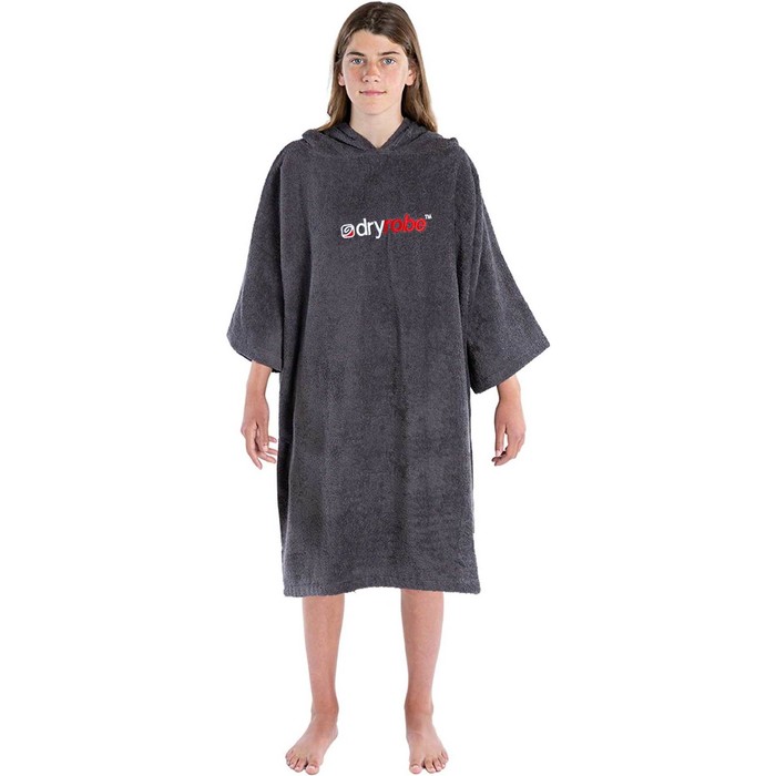 2024 Dryrobe Junior Organic Cotton Hooded Towel Change Robe V3OCT - Slate Grey