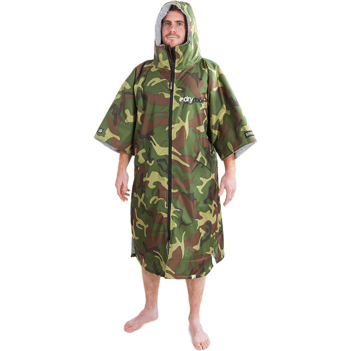 Dryrobe Advance - Short Sleeve Premium Outdoor Changing Robe DR100 - L CAMO / GREY