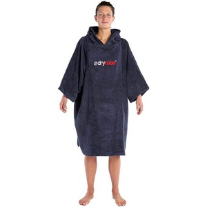 2021 Dryrobe Organic Cotton Hooded Towel Changing Robe / Poncho - Navy Blue