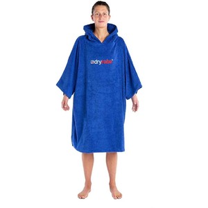 2021 Dryrobe Organic Cotton Hooded Towel Changing Robe / Poncho - Royal Blue