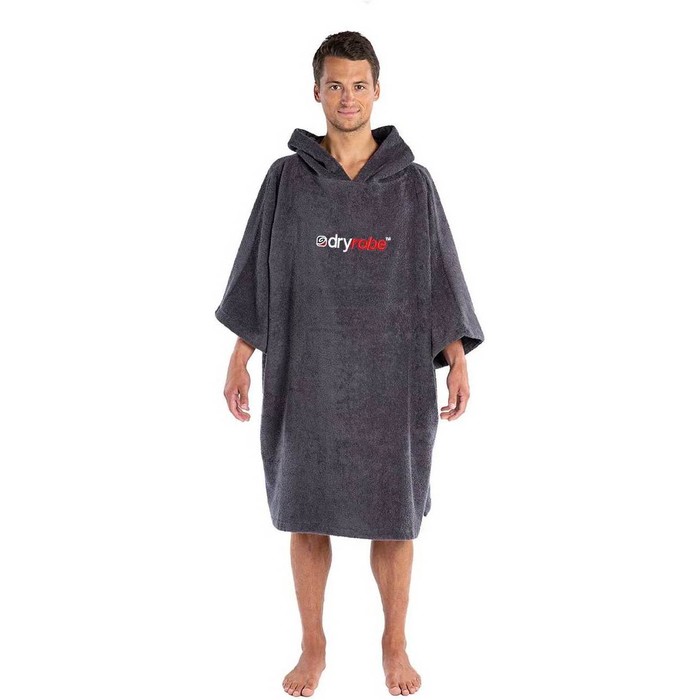 2021 Dryrobe Organic Cotton Hooded Towel Changing Robe / Poncho - Slate Grey