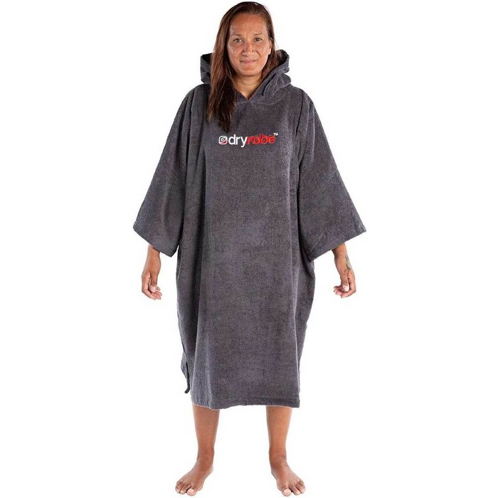 2021 Dryrobe Organic Cotton Hooded Towel Changing Robe / Poncho - Slate Grey