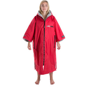2024 Dryrobe Advance Short Sleeve Premium Outdoor Changing Robe / Poncho DR100 - Red / Grey