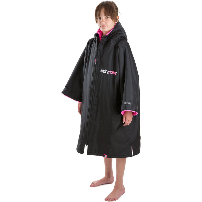 2021 Dryrobe Advance Long Sleeve Premium Outdoor Changing Robe / Poncho DR104 - Black / Pink