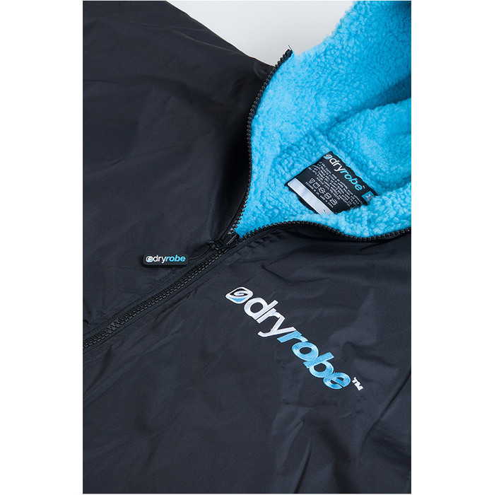 2021 Dryrobe Advance Long Sleeve Premium Waterproof Changing Robe / Poncho DR104 - Black / Blue