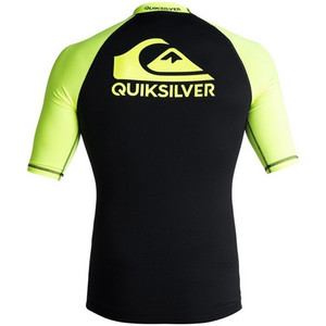 Quiksilver On Tour Short Sleeve Rash Vest BLACK /Lime EQYWR03075