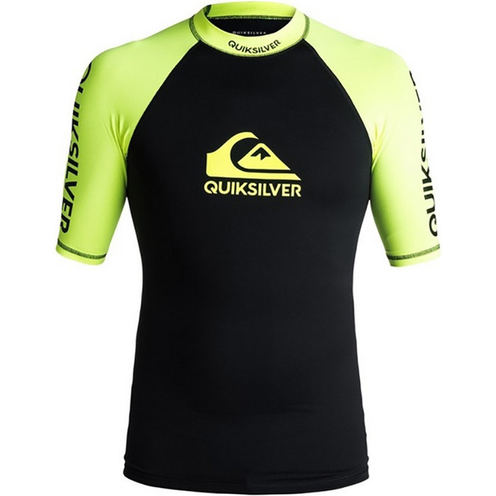 Quiksilver On Tour Short Sleeve Rash Vest BLACK /Lime EQYWR03075