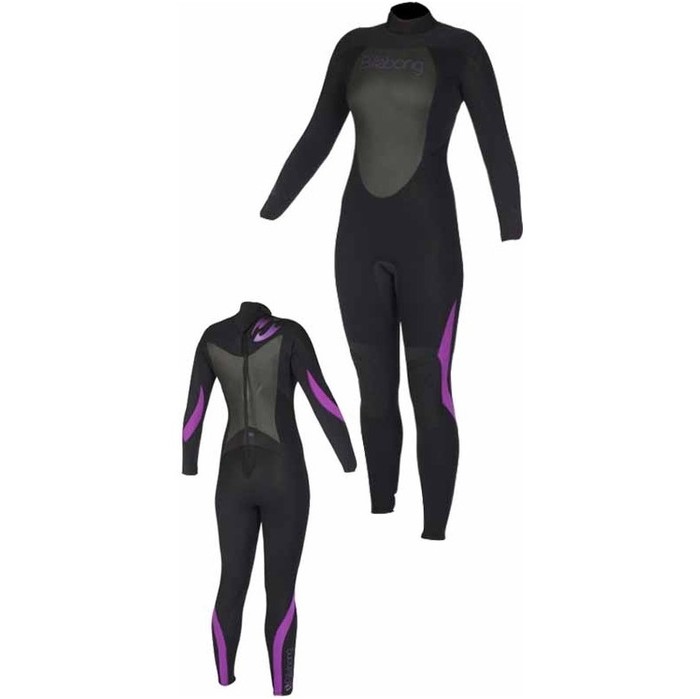 Billabong Synergy 3/2mm GBS Sealed Seam Ladies Steamer Wetsuit in Black/Black/Purple F43G01