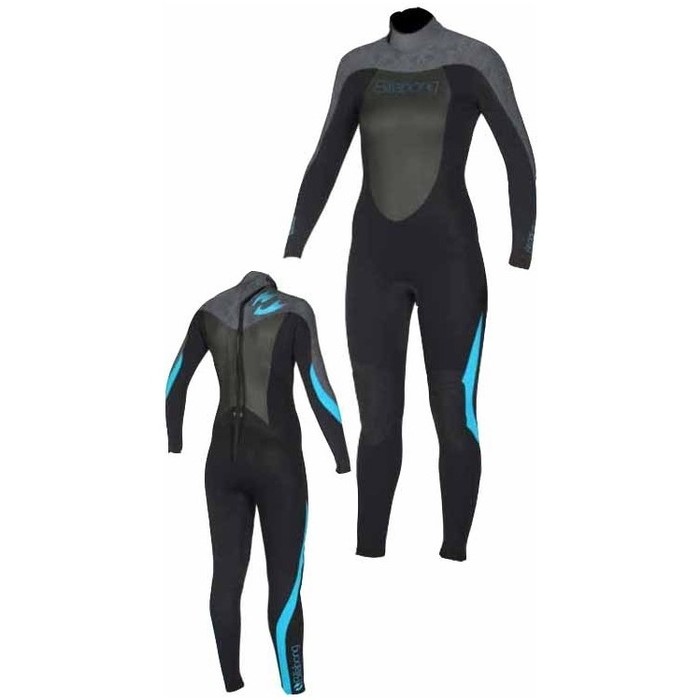 Billabong Synergy 3/2mm GBS Sealed Seam Ladies Steamer Wetsuit in Black/Ash/Turquoise F43G01