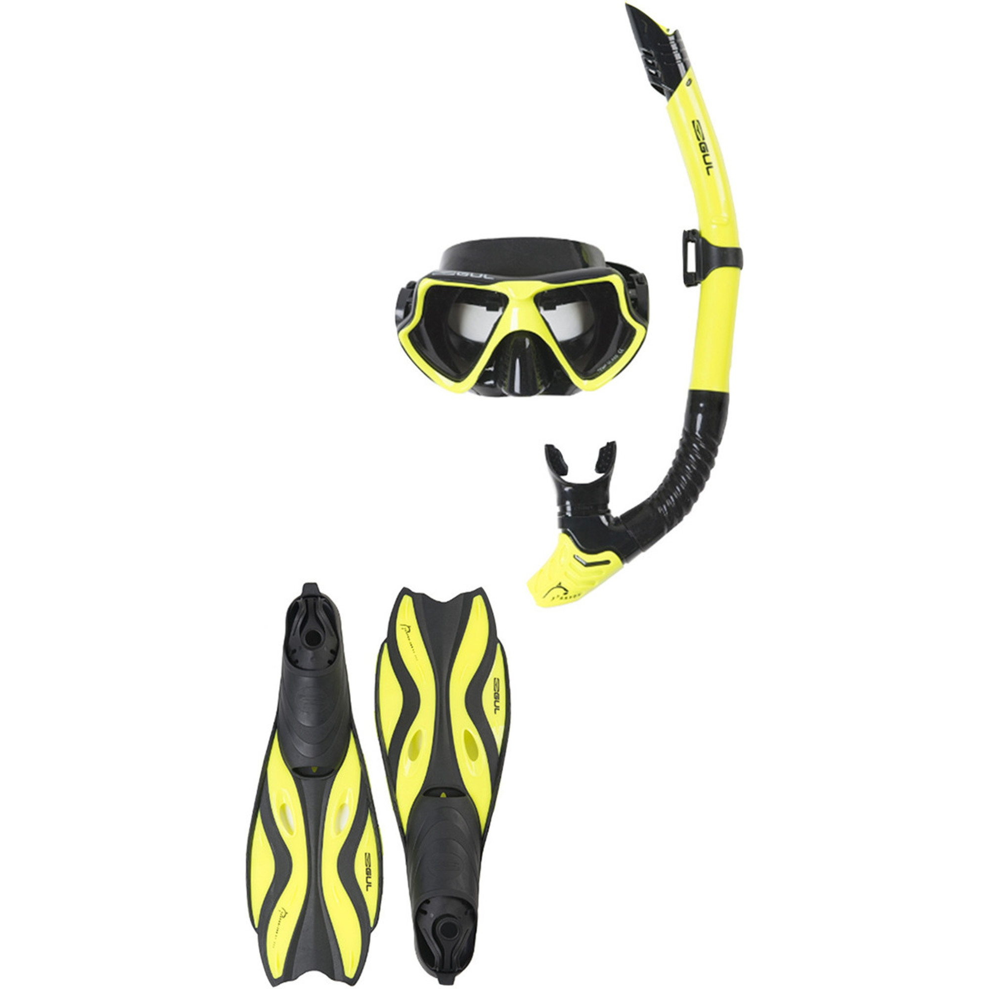 2020 Gul Tarpon ADULT Mask / Snorkel & FIN Set in Yellow / Black GD0003 ...