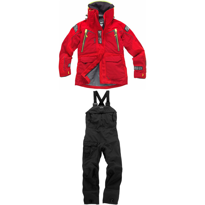 Gill Ladies OS1 Offshore Ocean Jacket OS12JW & Trousers OS11TW Combi Set - Red / Graphite