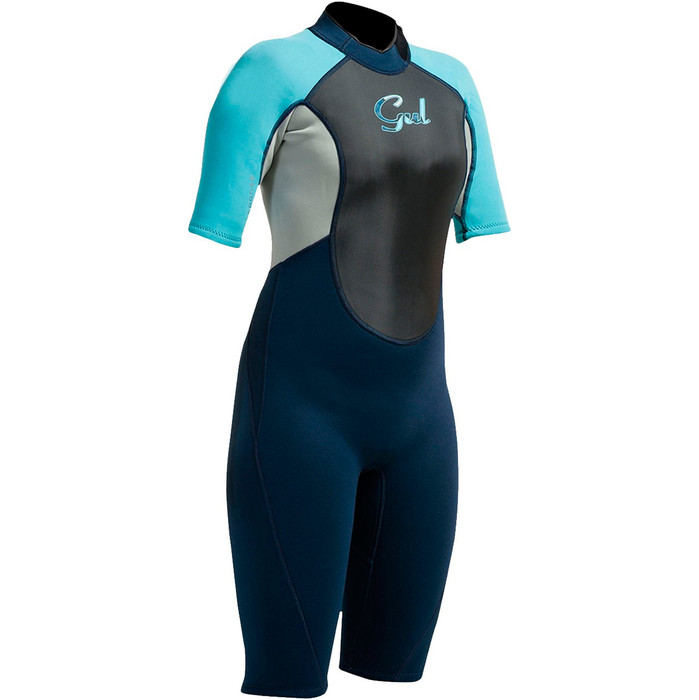 Gul Ladies Response 3/2mm Flatlock Shorty in Navy / Turquoise RE3318-A9 - 2ND