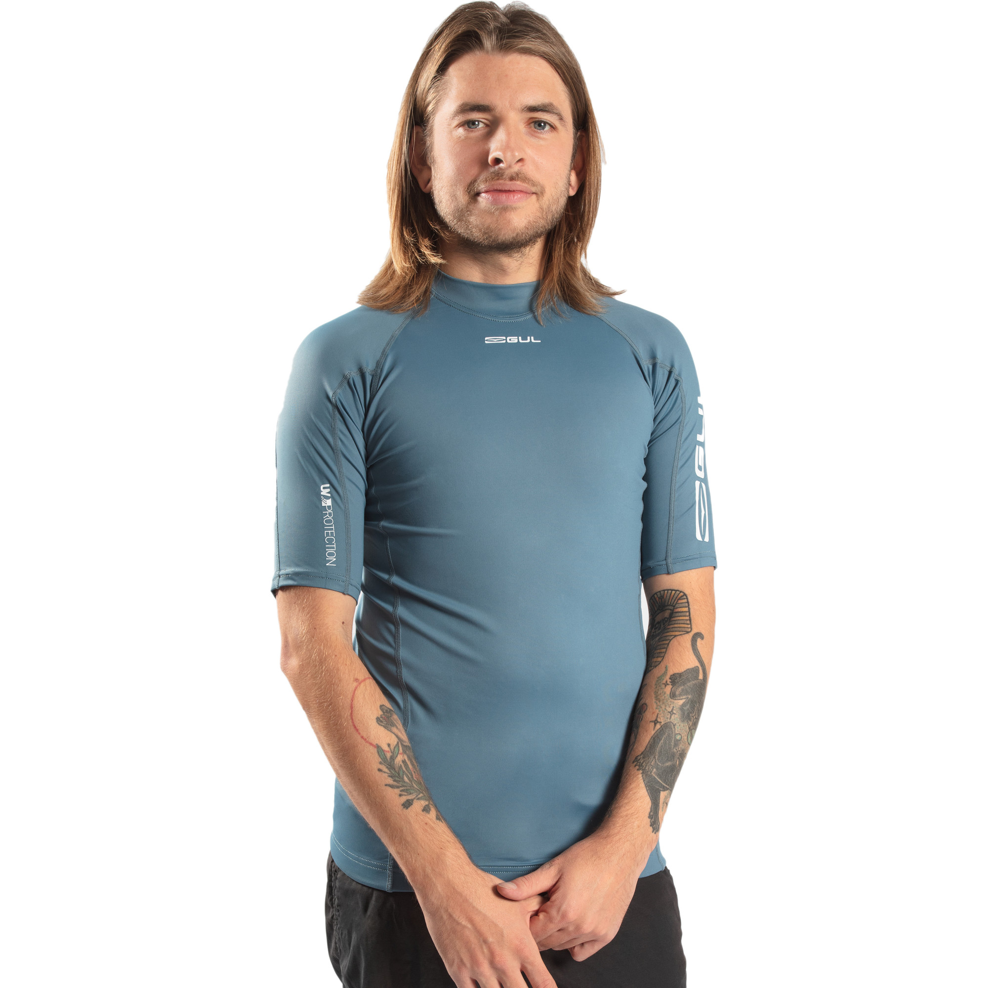 2025 Gul Mens Xola Short Sleeve Rash Vest RG0338-B9 - Blue Stone ...