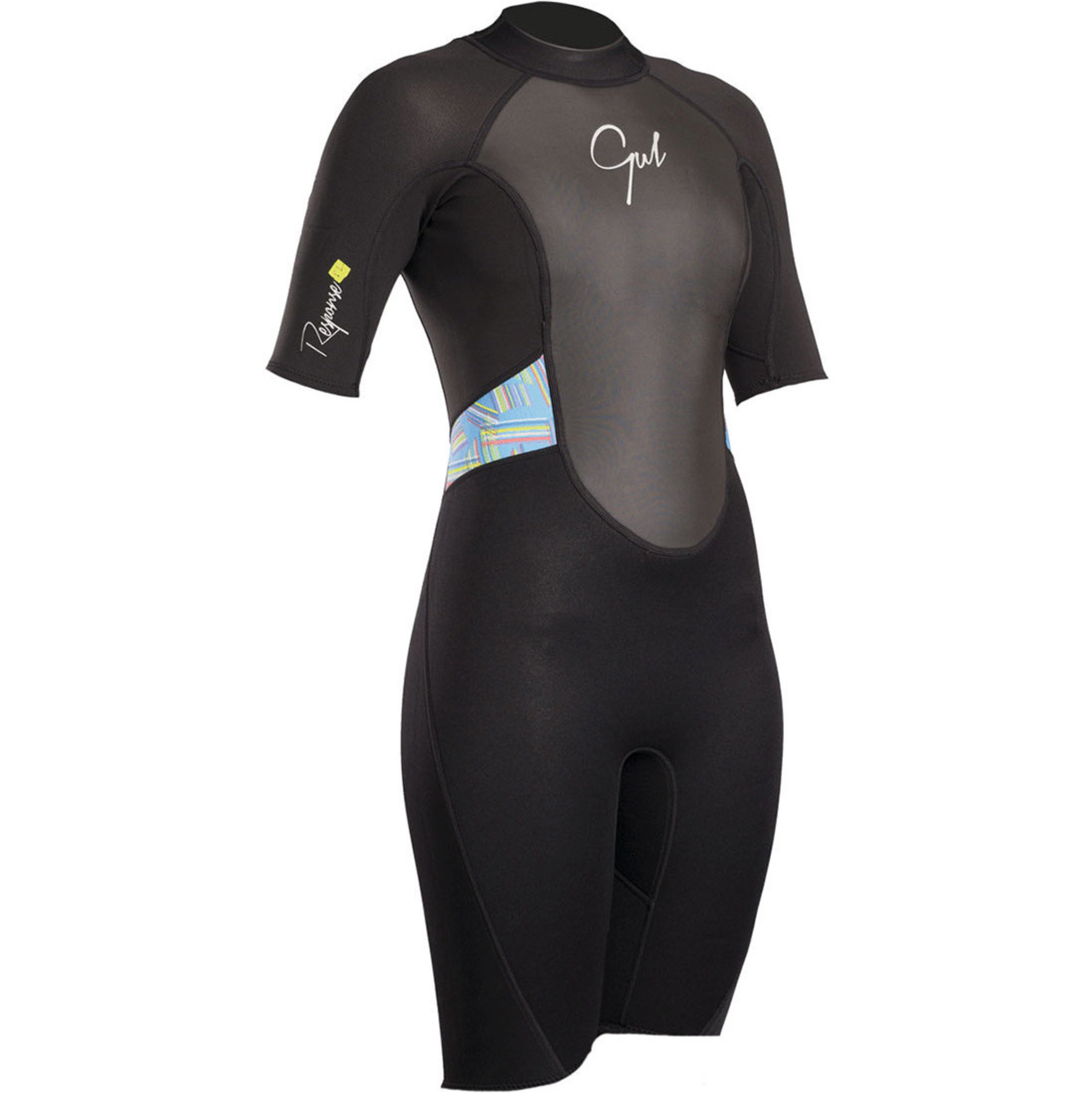 2019 Gul Womens Response 3/2mm Back Zip Shorty Wetsuit Black / Lines