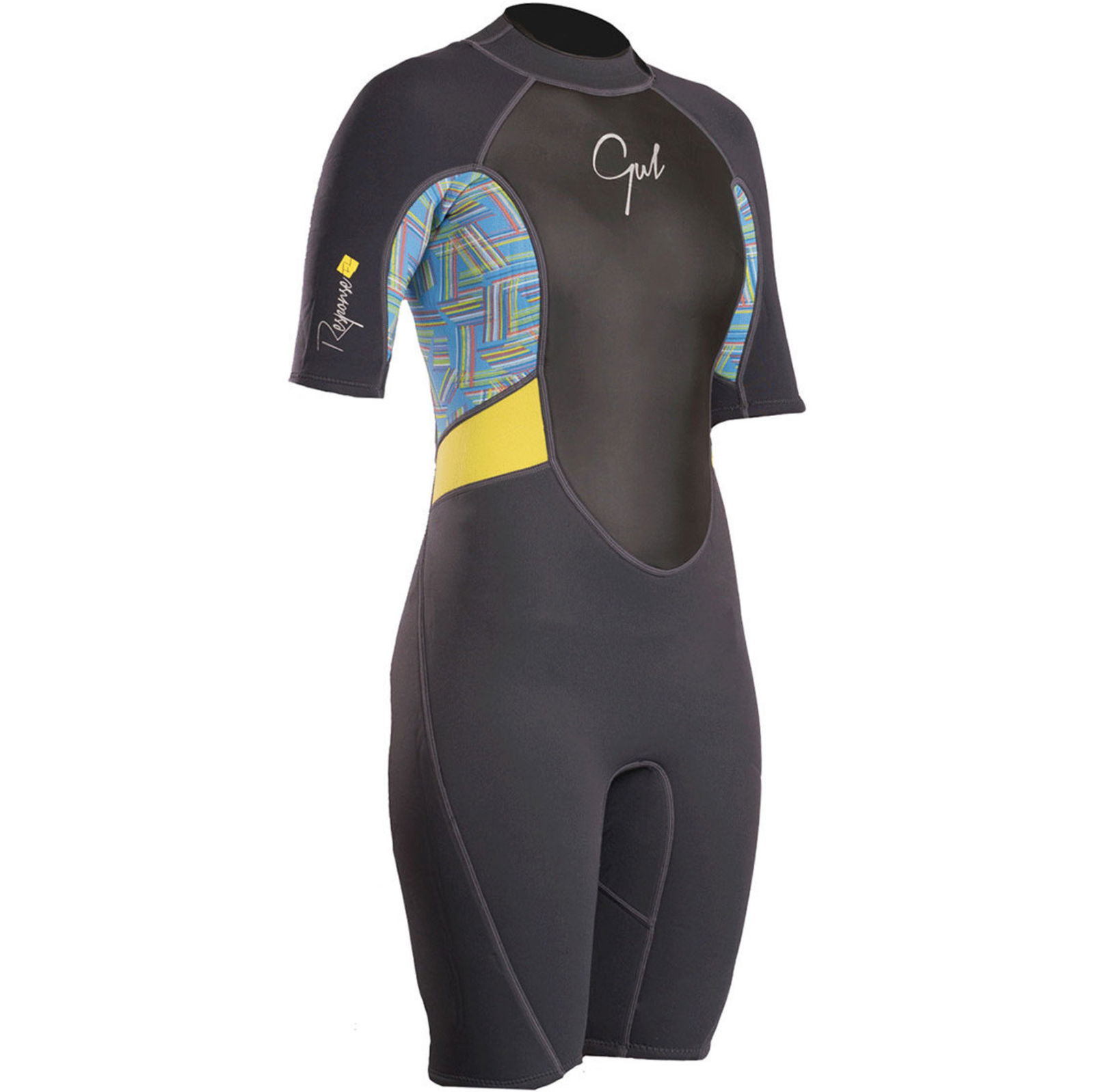 2019 Gul Womens Response 3/2mm Back Zip Shorty Wetsuit Graphite / Teal