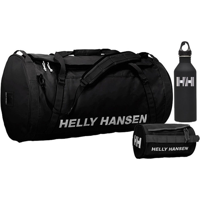2019 Helly Hansen HH 50L Duffel Bag 2 Washbag 2 & Mizu M8 Bottle Package Deal - Black