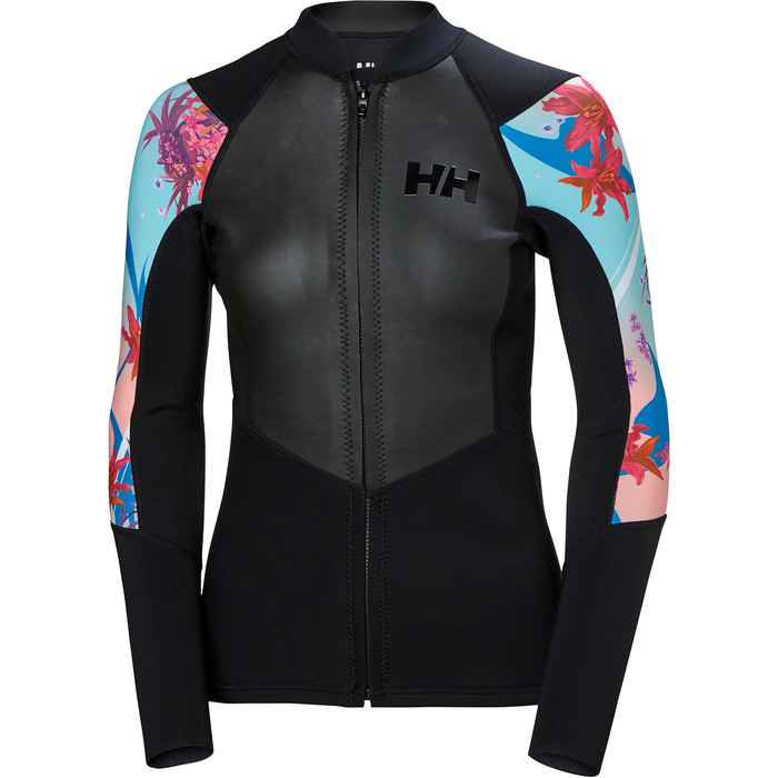 2019 Helly Hansen Womens 2mm Water Wear Neoprene Front Zip Jacket Black 34020