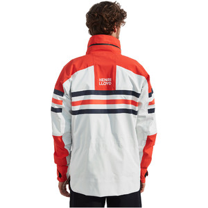 2019 Henri Lloyd Mens Fremantle Stripe Hooded Gore-Tex Jacket & Salopette Combi Set - Cloud White