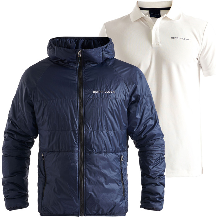 2020 Henri Lloyd Mens Mav Hooded Liner Jacket & Mav Tech Polo Bundle - Navy / Cloud White