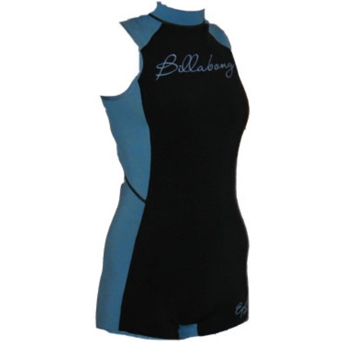 Billabong Ladies 1mm Split Shorty Wetsuit in Black / Pacific Blue V4EQ10