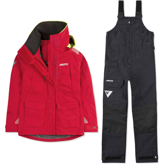 2020 Musto Womens BR2 Offshore Jacket & Trouser Combi Set - Red / Black
