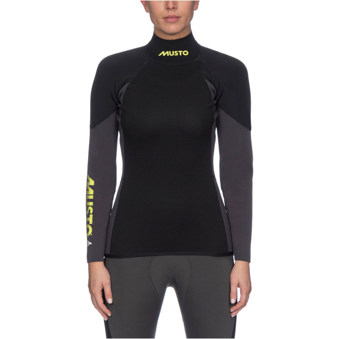 2021 Musto Womens Foiling 1.5mm Thermocool Long Sleeve Top Dark Grey / Black SWTS001