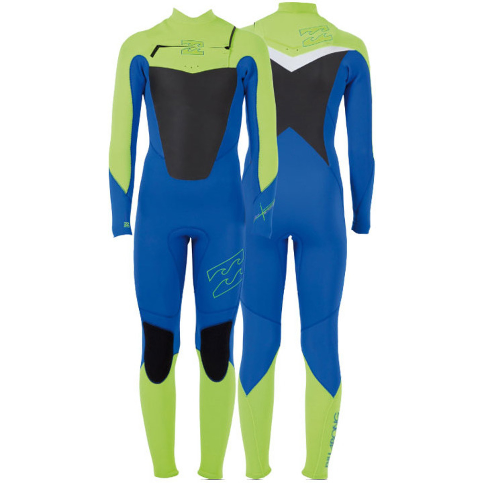 2014 Billabong Foil 5/4mm CHEST ZIP Wetsuit in Ocean/LIME N45M07 Wetsuits 5mm Wetsuit Outlet