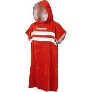 2024 Northcore Beach Basha Stripe Hooded Towel Changing Robe / Poncho NOCO241 - Red