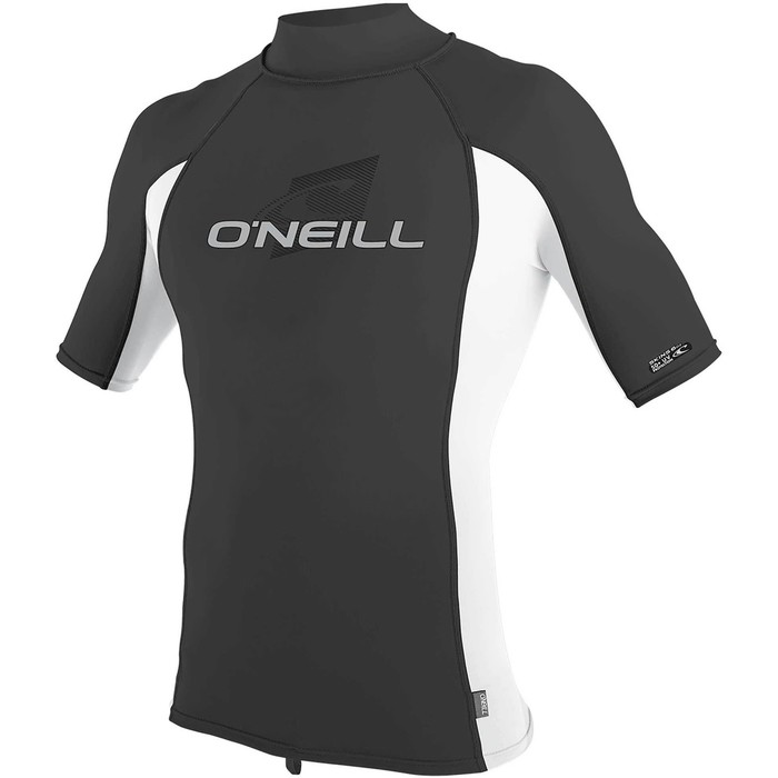 2021 O'Neill Mens Skins Short Sleeve Rash Vest 4517 - Raven / White