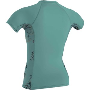 O'Neill Womens Side Print Short Sleeve Rash Vest 5058S - Green