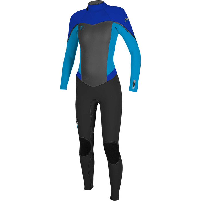 O'Neill Womens Flair 3/2mm Back Zip Wetsuit BLACK / SKY / TAHITIAN BLUE 4765 SECOND