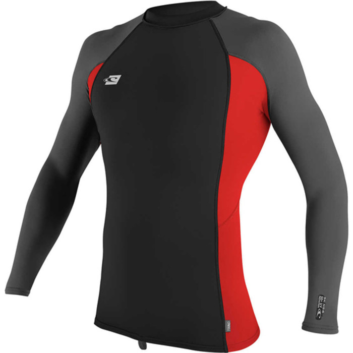 O'Neill Premium Skins Long Sleeve Rash Vest BLACK / RED / GRAPHITE 4170B
