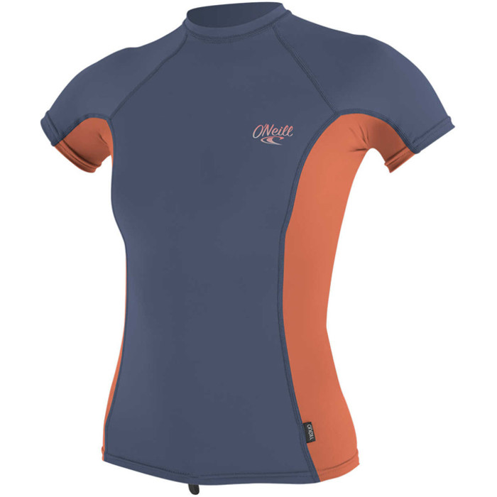 O'Neill Womens Premium Skins Short Sleeve Turtleneck Rash Vest MIST / CORAL 4171B