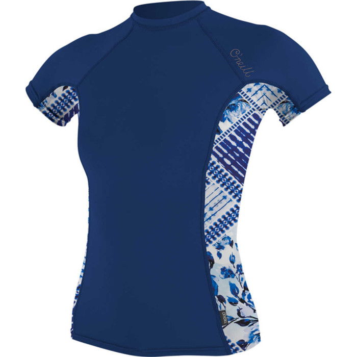O'Neill Womens Side Print Short Sleeve Rash Vest NAVY / INDIGO PATCH 5058S