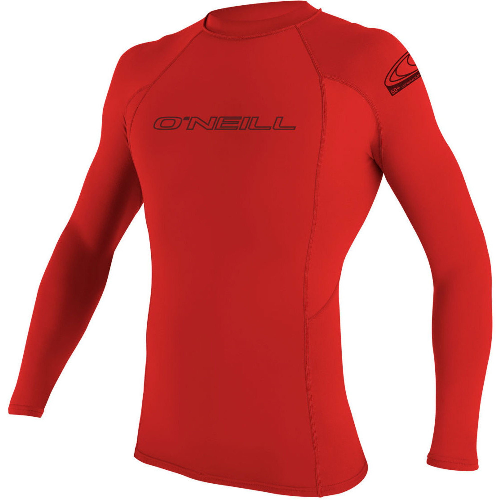 2023 O'Neill Mens Basic Skins Long Sleeve Crew Rash Vest 3342 Red