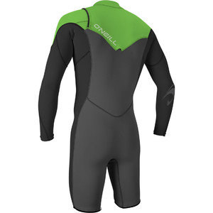 2019 O'Neill Hammer 2mm Long Sleeve Chest Zip Shorty Wetsuit Graphite / Black / Day Glo 4928