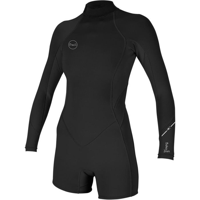 2019 O'Neill Womens Bahia 2/1mm Back Zip Long Sleeve Shorty Wetsuit Black 5291