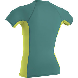 2019 O'Neill Womens Side Print Short Sleeve Rash Vest Euca / Lime 5309S