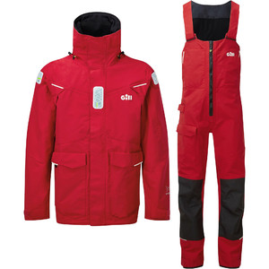 2023 Gill Mens OS2 Offshore Sailing Jacket & Trouser Combi Set - Red