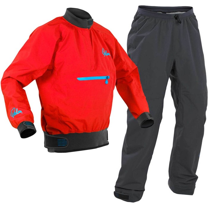 2024 Palm Mens Vector Kayak Jacket & Trouser Combi Set - Red / Grey