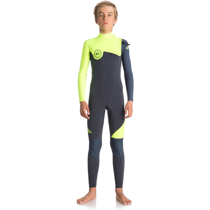 Quiksilver Boys Highline Series 3/2mm Zipperless Wetsuit HEATHER SLATE / SAFETY YELLOW EQBW103034