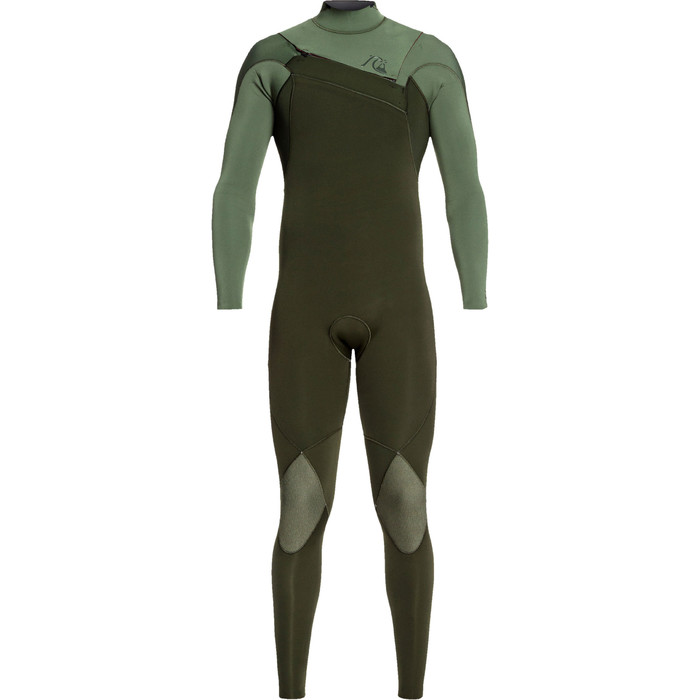 2019 Quiksilver Mens Highline Ltd Monochrome 4/3mm Chest Zip Hydrolock Wetsuit Ivy / Shade Olive EQYW103074
