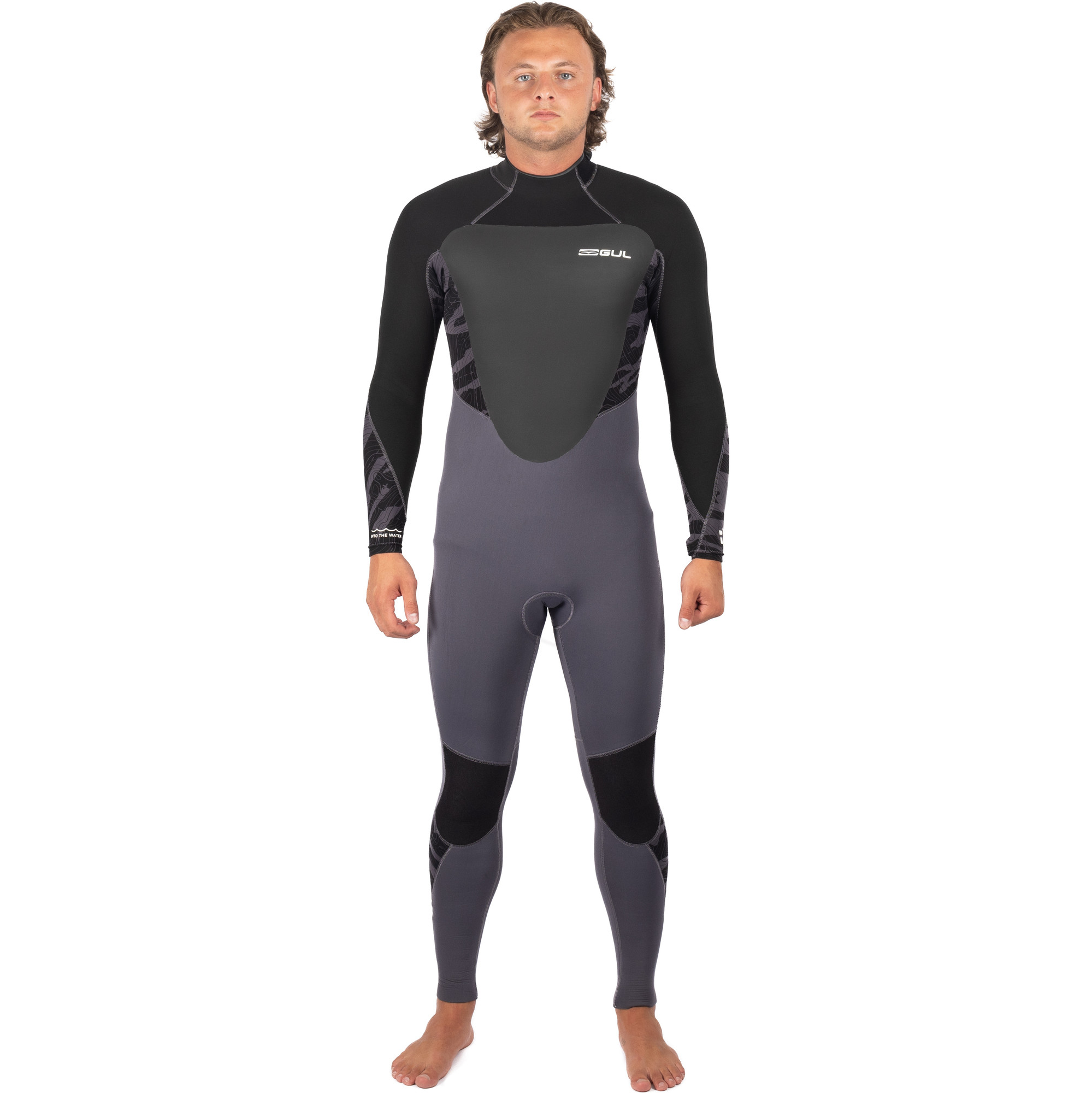 2024 Gul Mens Response 5 3mm GBS Back Zip Wetsuit RE1213 C1 Grey   RE1213 C1GYBK FRONT WHITE.2000x2000 