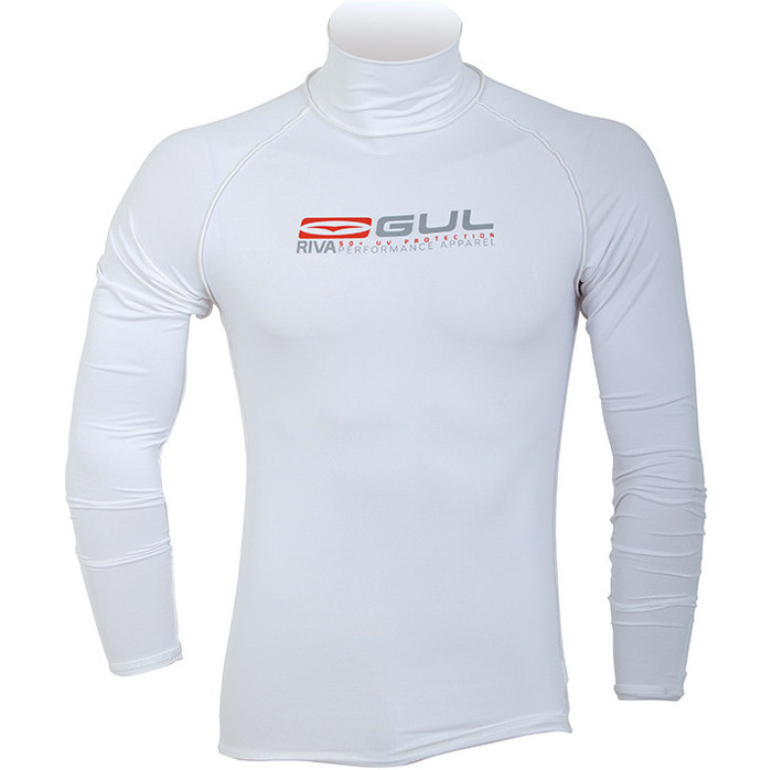 Gul Riva Long Sleeved Rash Vest in White RG0327