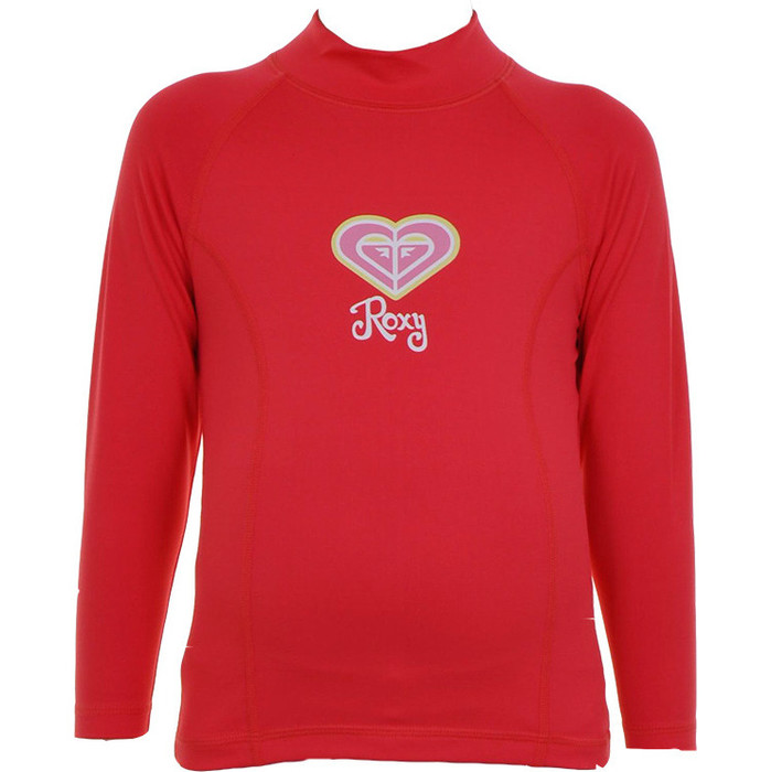 Roxy Sparkle Heart Long Sleeve Rash vest in Raspberry